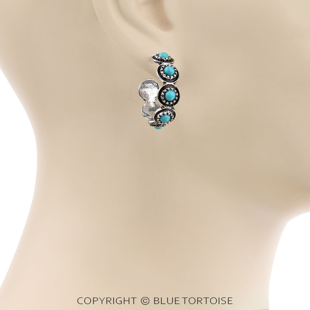 Western Stone Hoop Earrings - Image 2