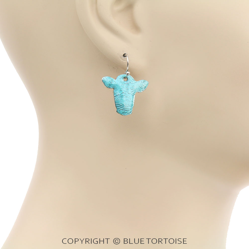Western Cow Head Silhouette Dangle Earrings - Image 2