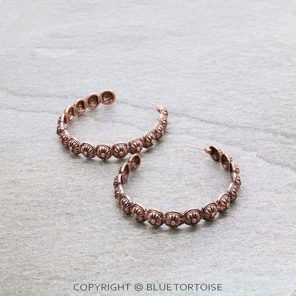 Western Concho Hoop Earrings