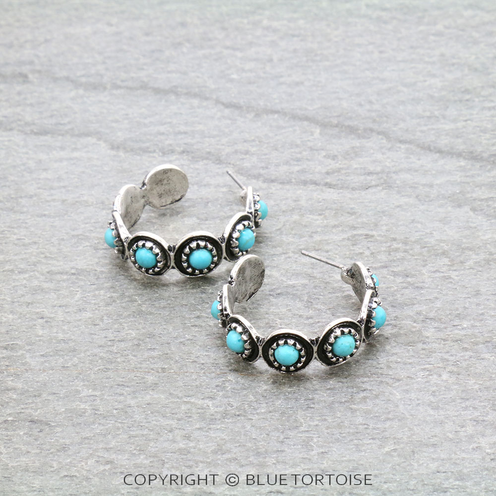 Western Stone Hoop Earrings