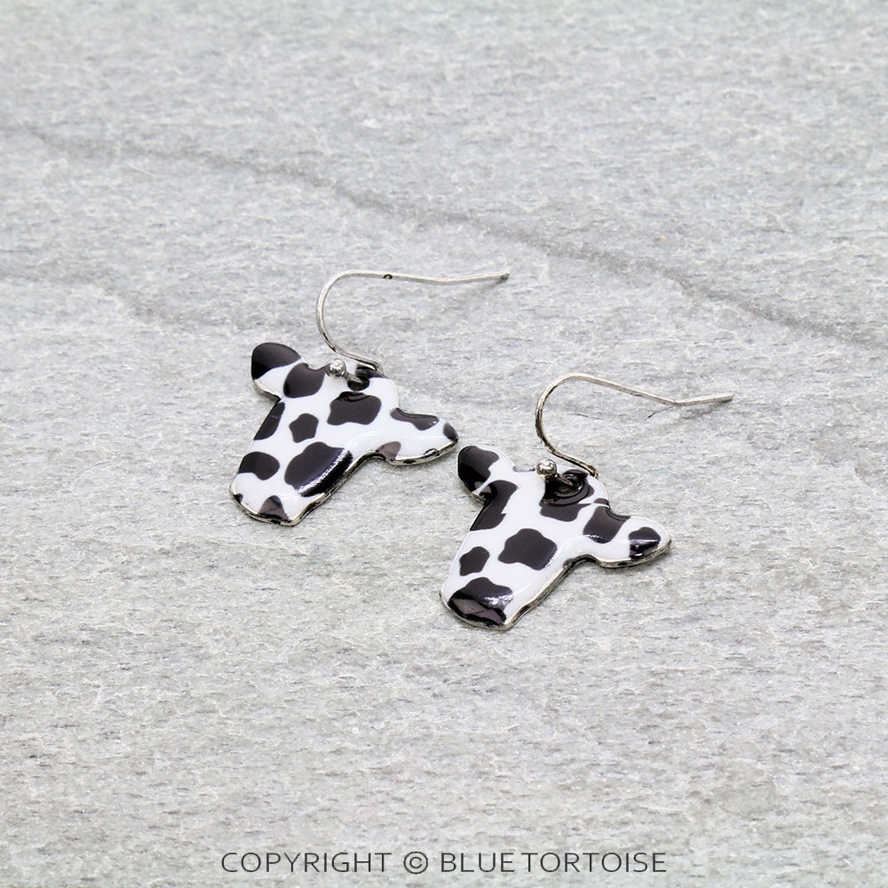 Western Cow Head Silhouette Dangle Earrings