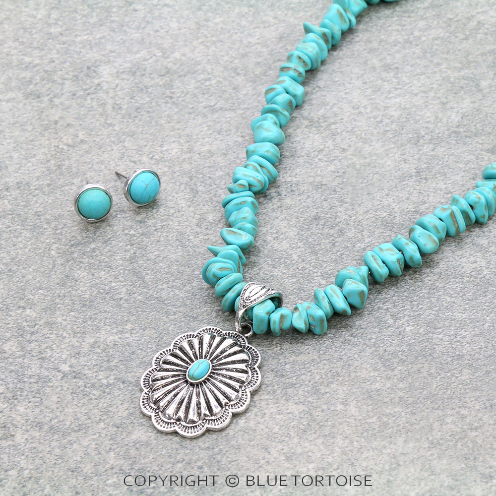 Concho Chip Stone Necklace Set - Image 3