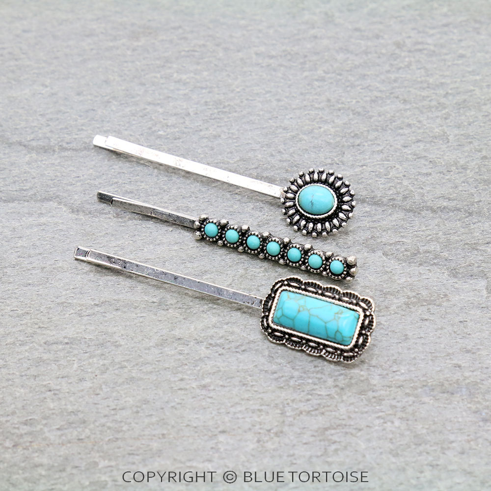 Western Style Stone Bobby Pins Set