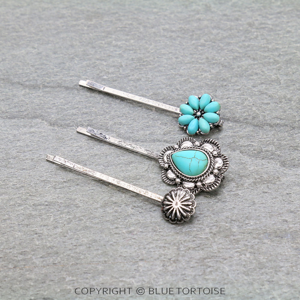 Western Style Stone Bobby Pins Set