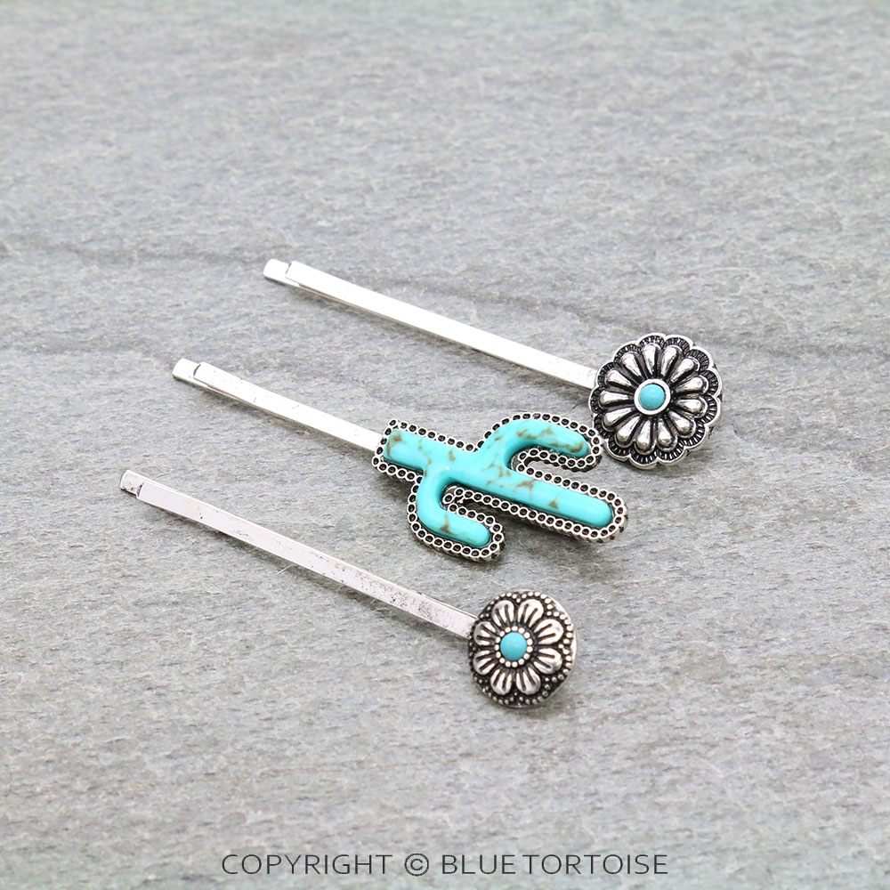 Western Cactus Bobby Pins Set