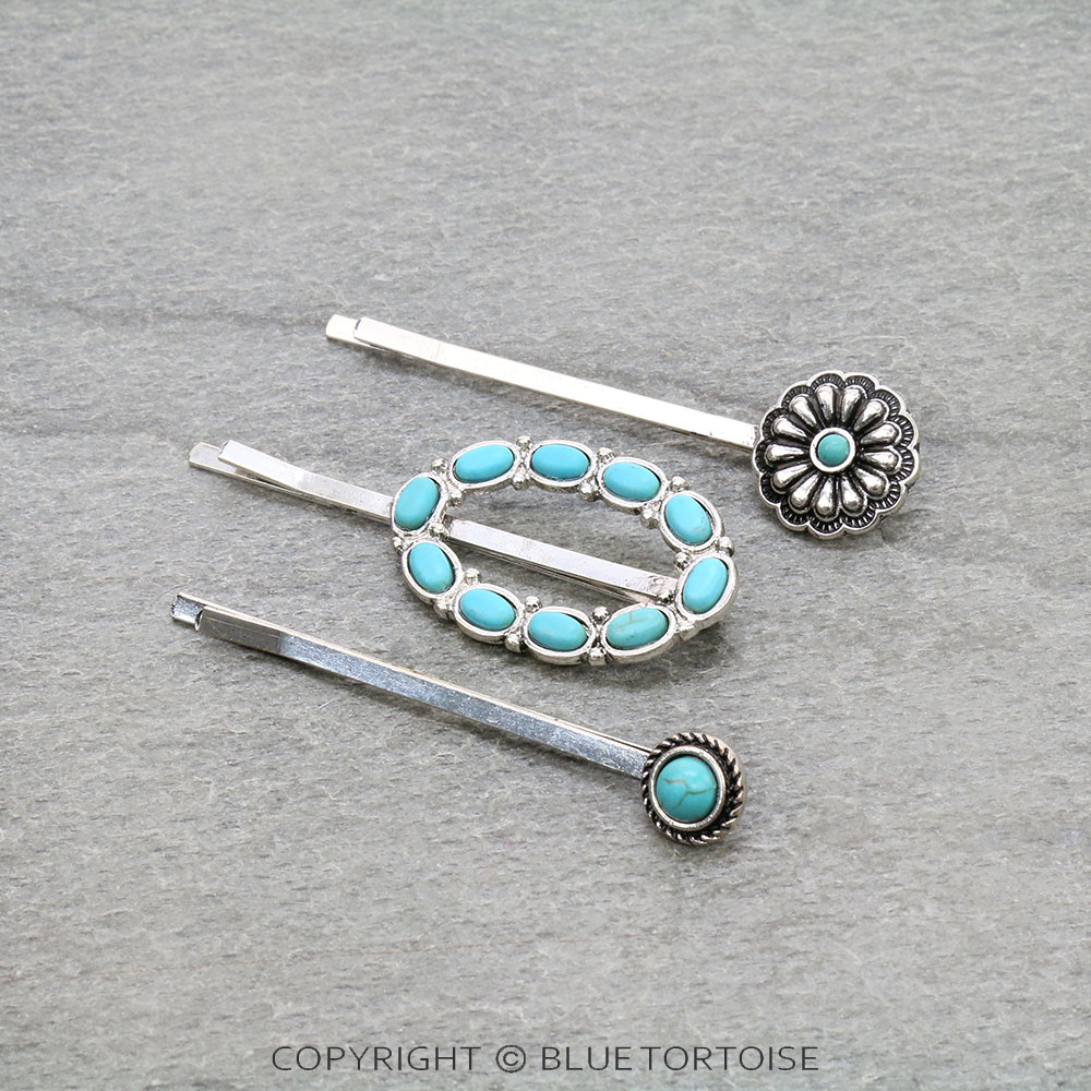Western Style Stone Bobby Pins Set