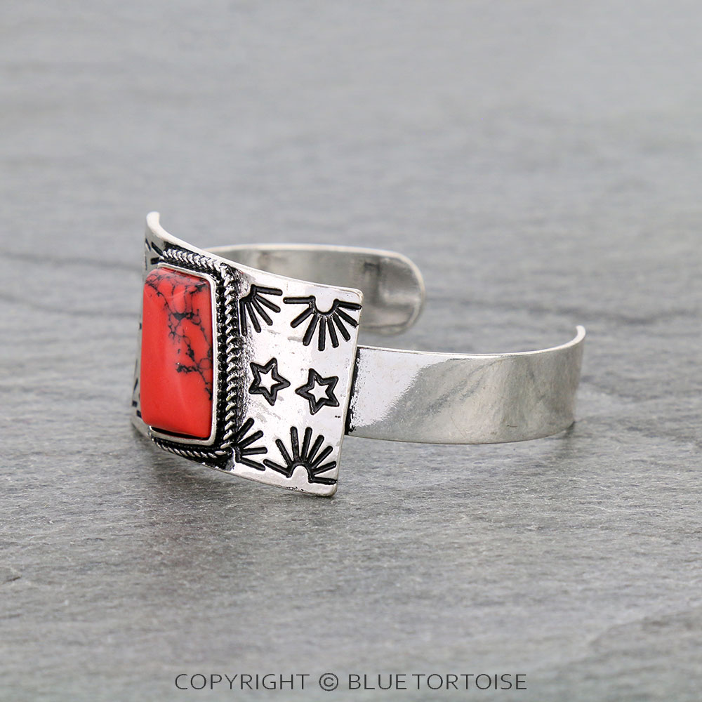 Western Aztec Style with Stone Cuff Bracelet - Image 2