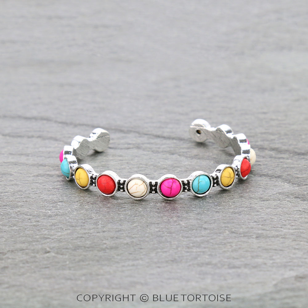 Western Round Stone Cuff Bracelet