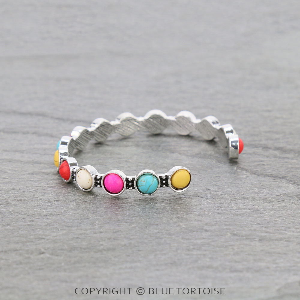 Western Round Stone Cuff Bracelet - Image 2