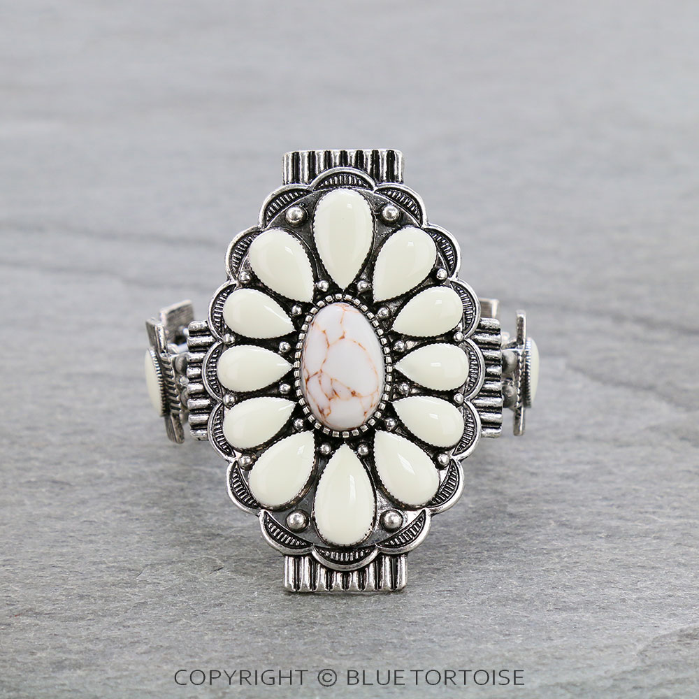 Western Epoxy Concho with Stone Stretch Bracelet