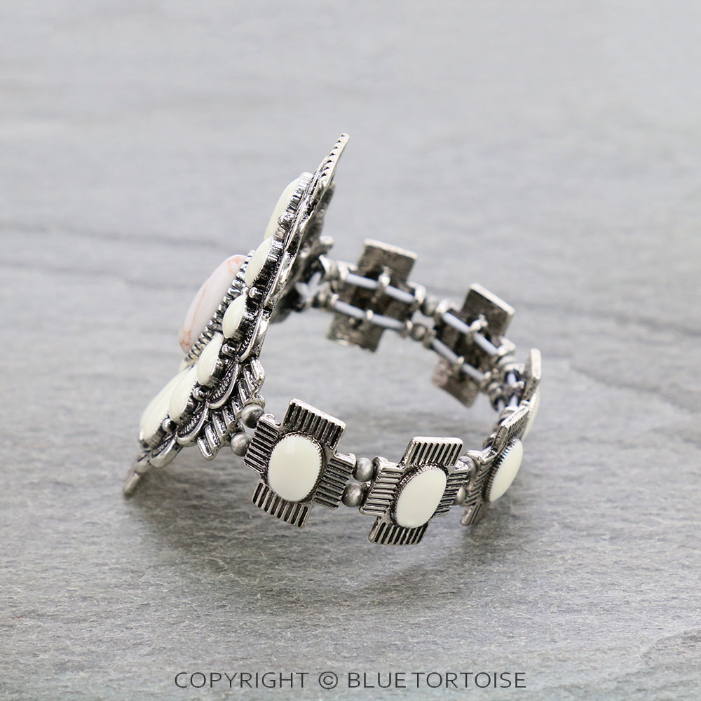 Western Epoxy Concho with Stone Stretch Bracelet - Image 2