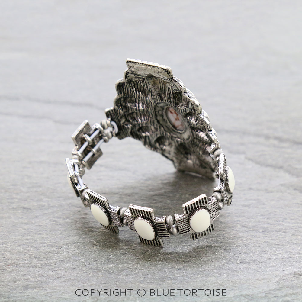 Western Epoxy Concho with Stone Stretch Bracelet - Image 3