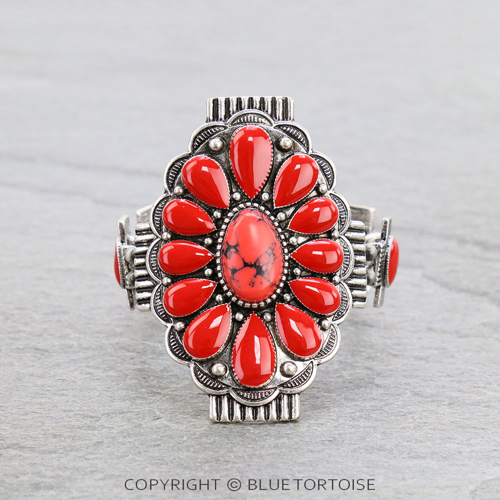 Western Epoxy Concho with Stone Stretch Bracelet