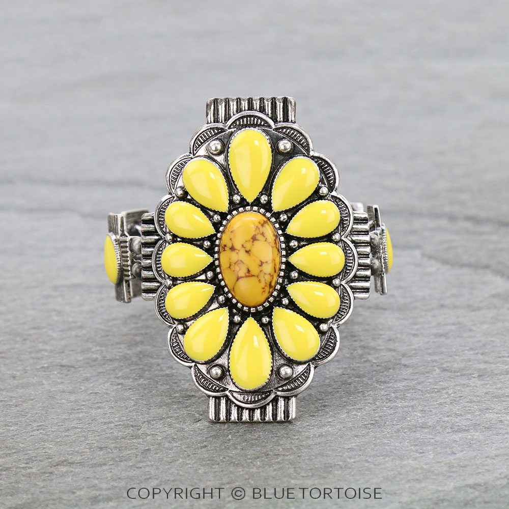 Western Epoxy Concho with Stone Stretch Bracelet