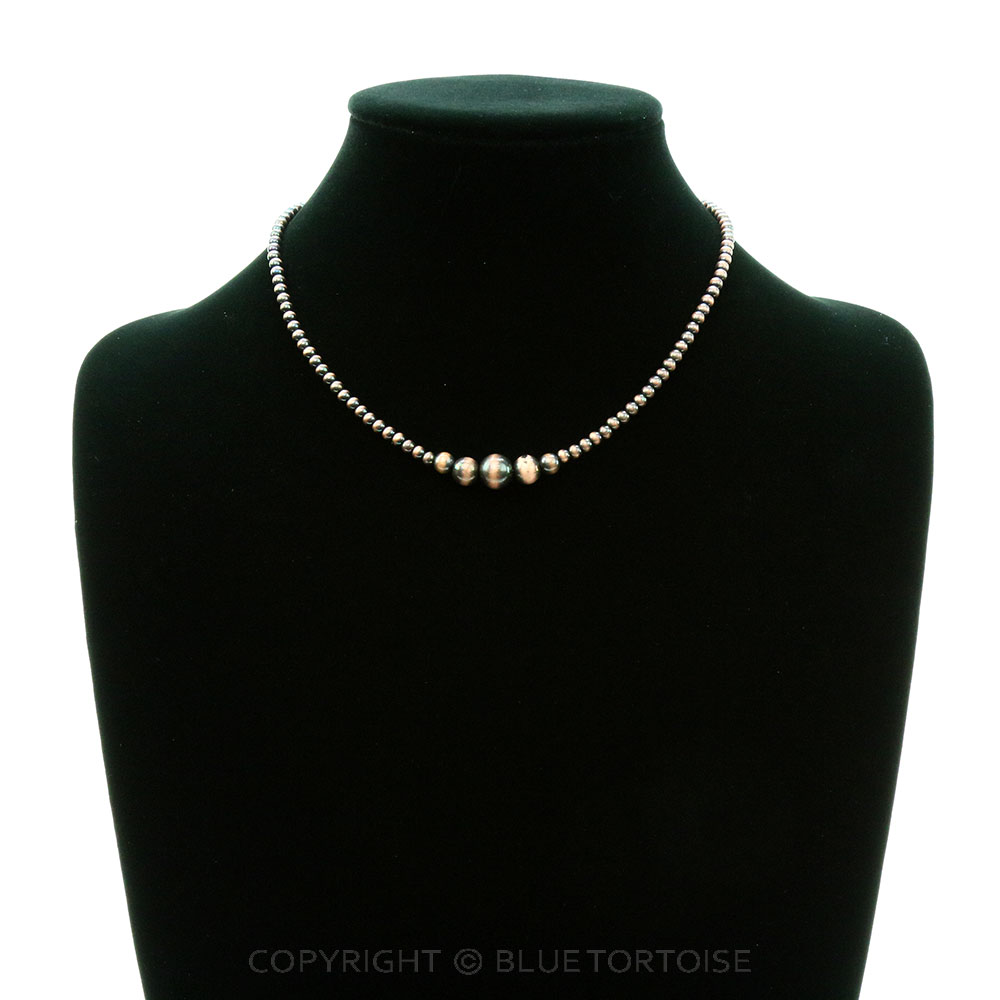 15" Long, Tiny 4mm Navajo Style Copper Pearl Necklace - Image 2