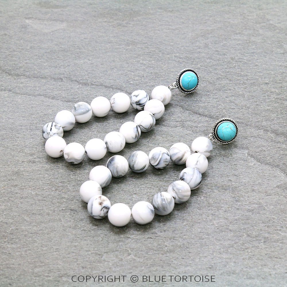 4" Long, 10mm Bead, Natural Stone Post Earrings