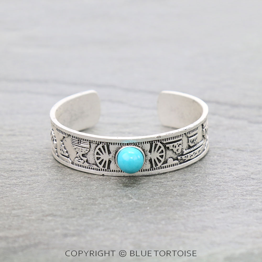 0.7" Height Band, Natural Stone "C" Cuff Bracelet