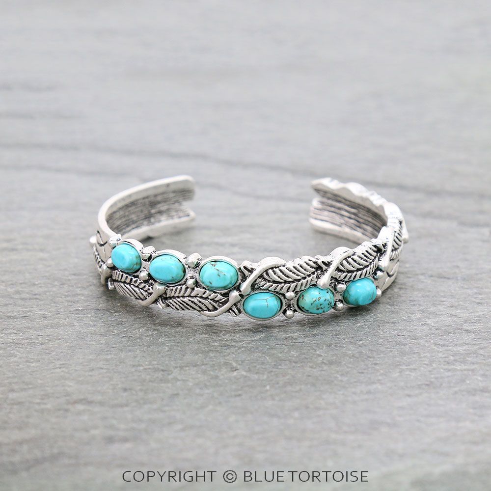 0.6" Height Band, Natural Stone "C" Cuff Bracelet