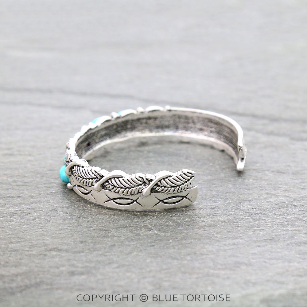 0.6" Height Band, Natural Stone "C" Cuff Bracelet - Image 3