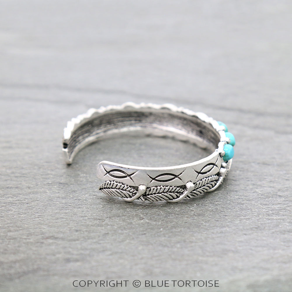 0.6" Height Band, Natural Stone "C" Cuff Bracelet - Image 4