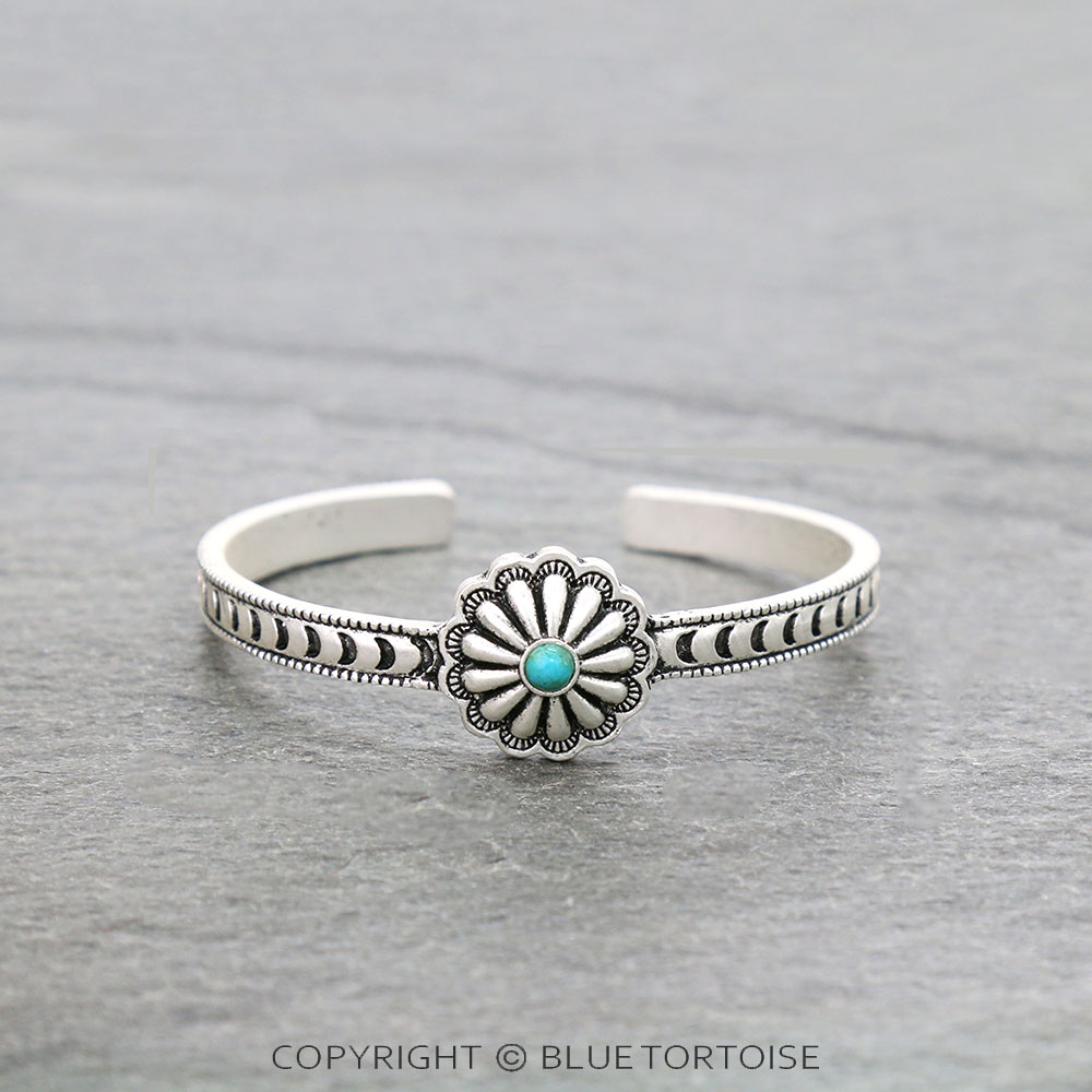 Concho Natural Stone "C" Cuff Bracelet