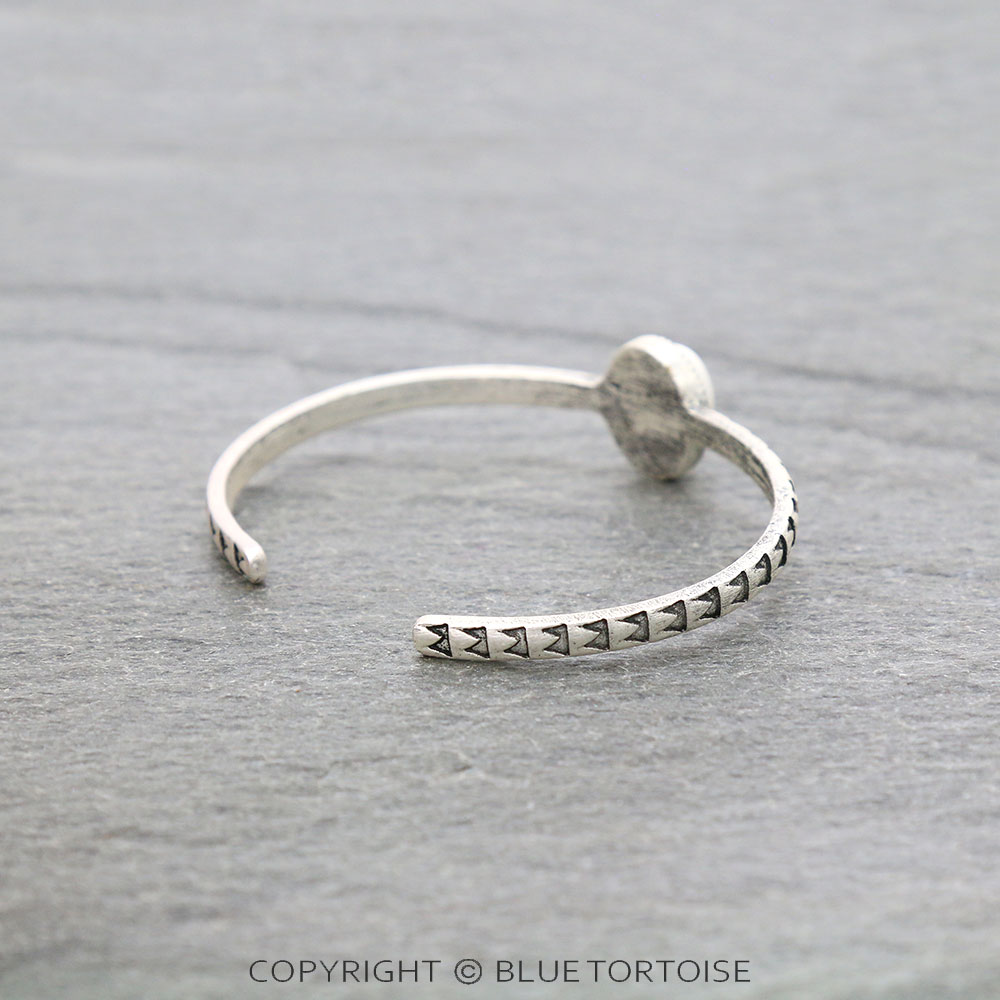 Natural White Stone "C" Cuff Bracelet - Image 3