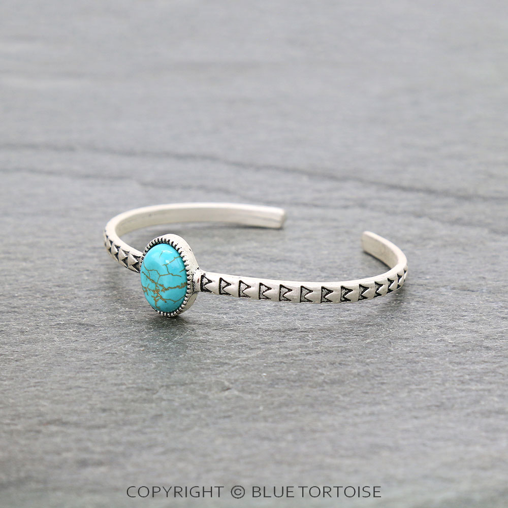 Natural Stone "C" Cuff Bracelet - Image 2
