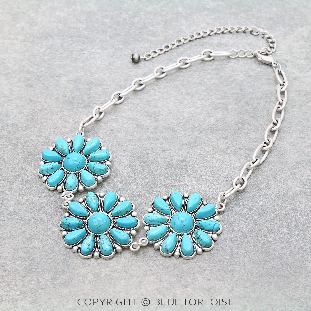 15" Long, Big Chain, Natural Stone Pendant Necklace