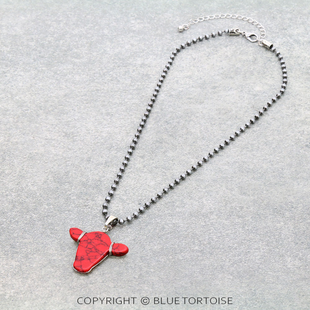 Western Cow Head Pendant Necklace