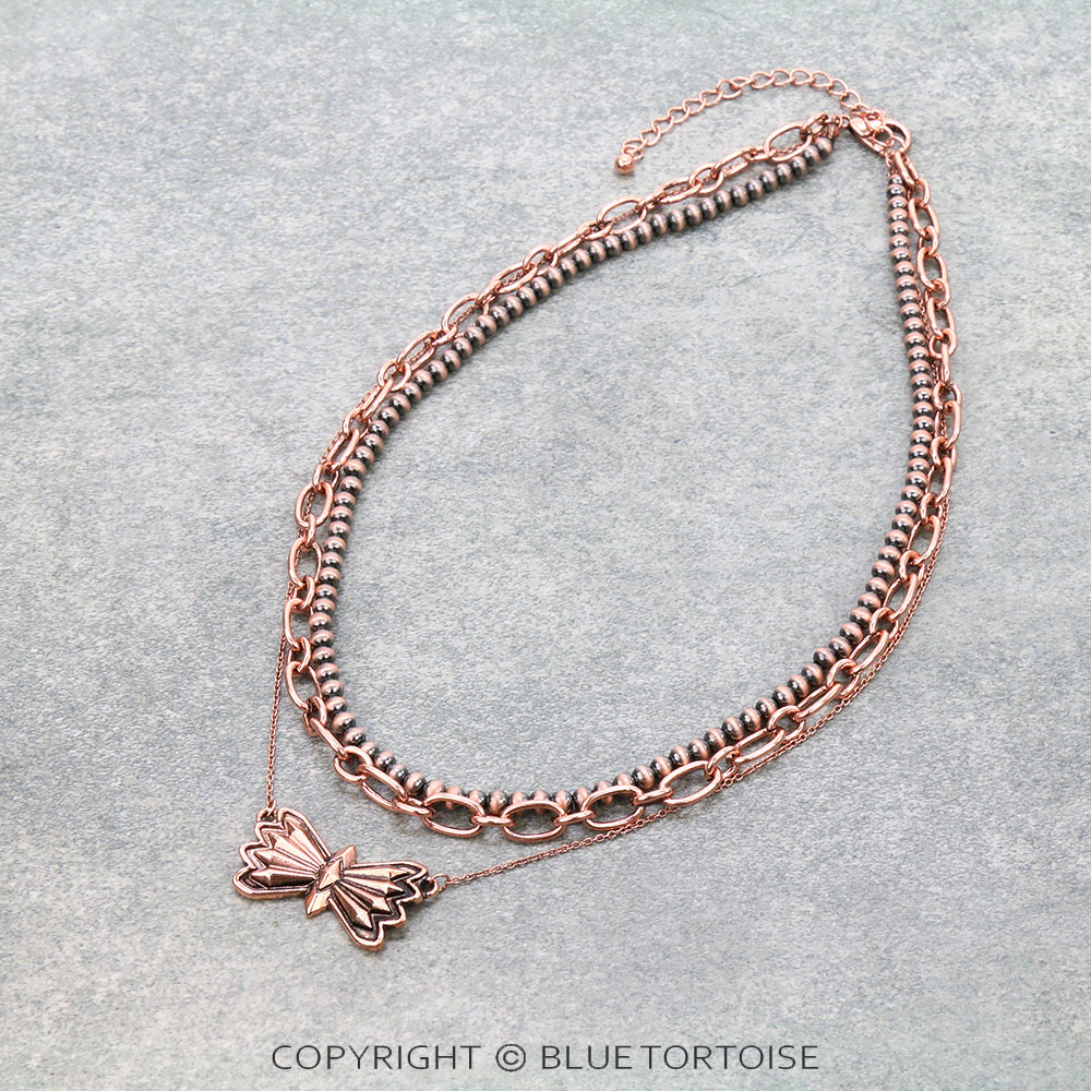 3 Row Navajo Style Pearl and Chain with Concho Pendant Choker