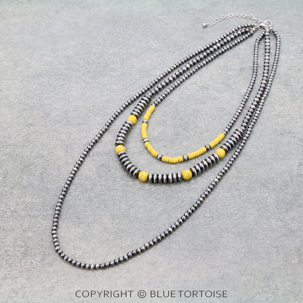 3 Row Navajo Style Pearl Necklace