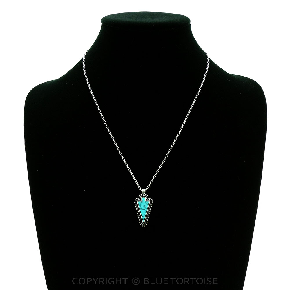 Western Hand Craft Stone Arrowhead Necklace - Image 2