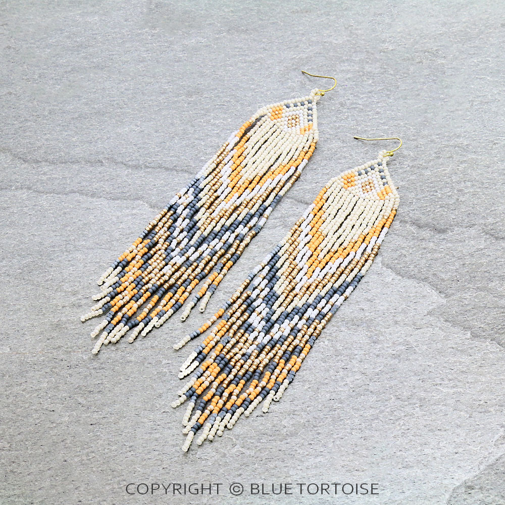 Seed Bead Fringe Dangle Earrings
