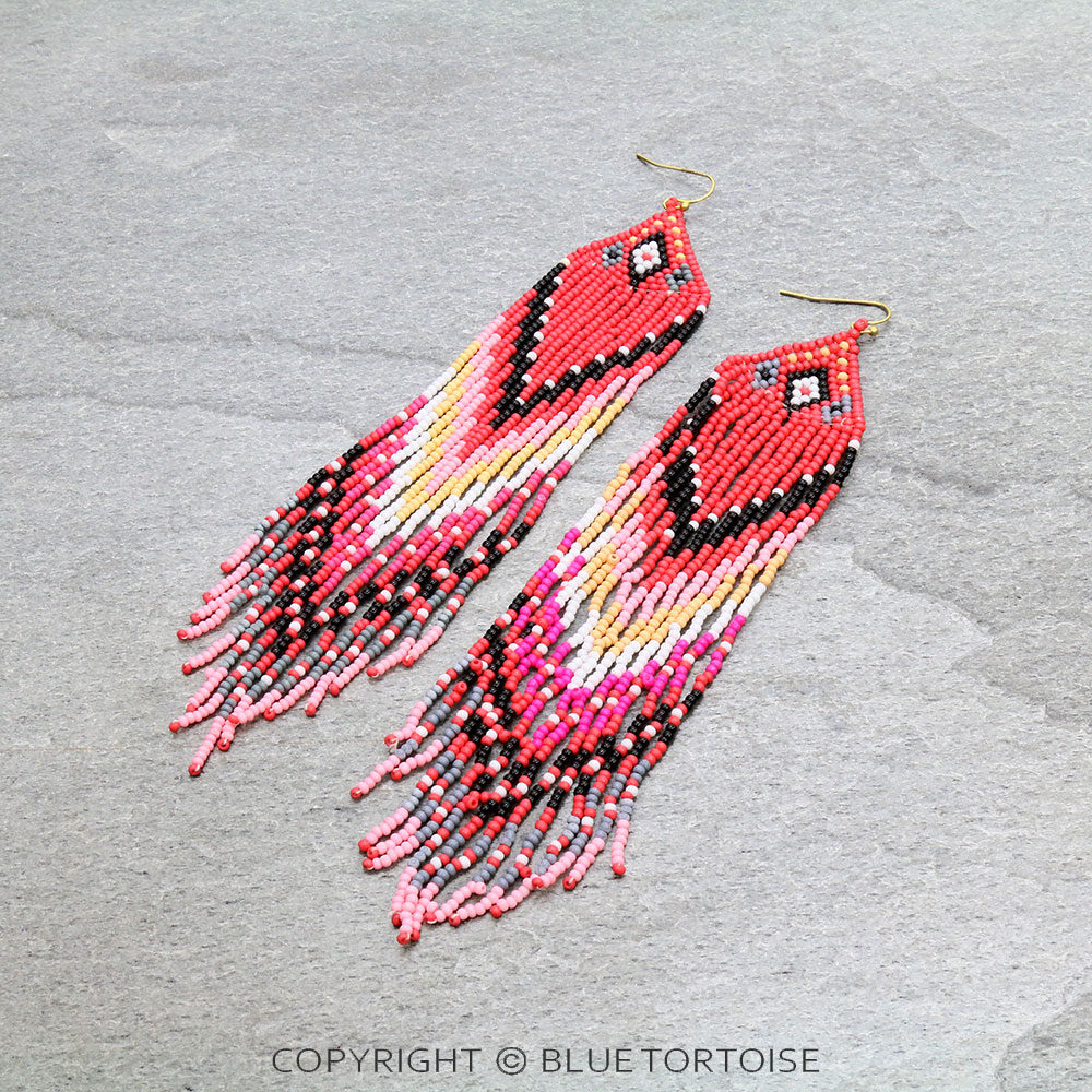 Seed Bead Fringe Dangle Earrings