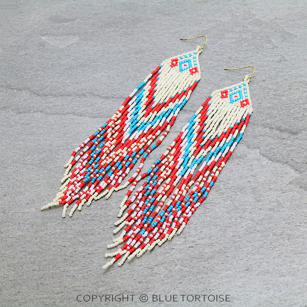 Seed Bead Fringe Dangle Earrings
