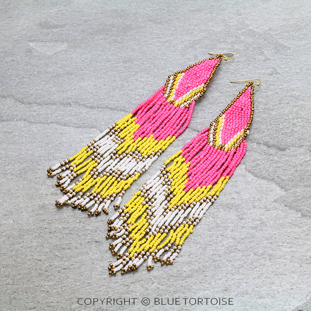 Seed Bead Fringe Dangle Earrings