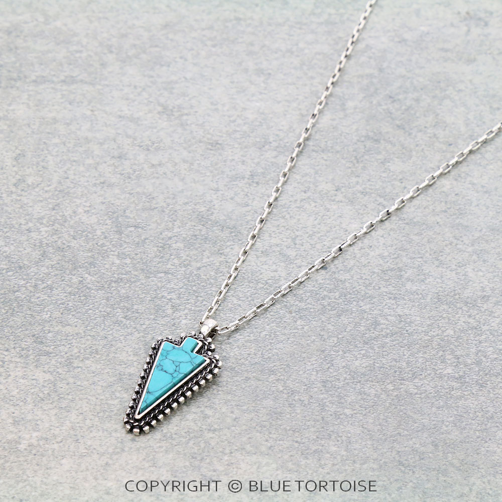 Western Hand Craft Stone Arrowhead Necklace