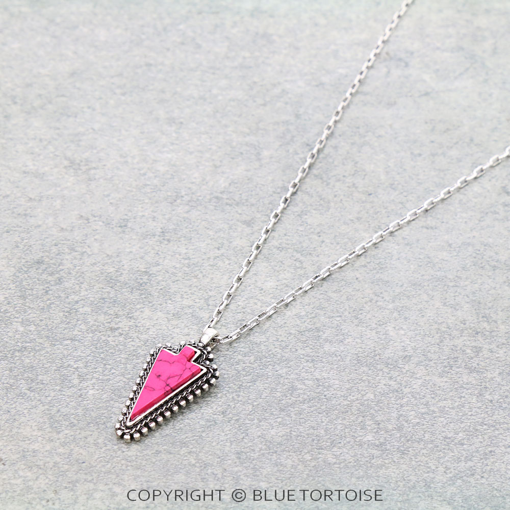 Western Hand Craft Stone Arrowhead Necklace