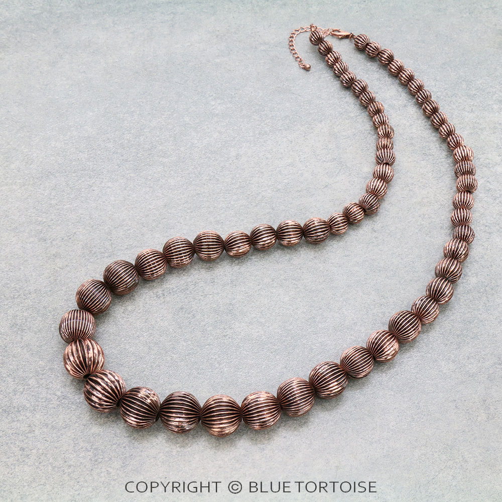32" Navajo Style Pumpkin Graduated Bead Necklace