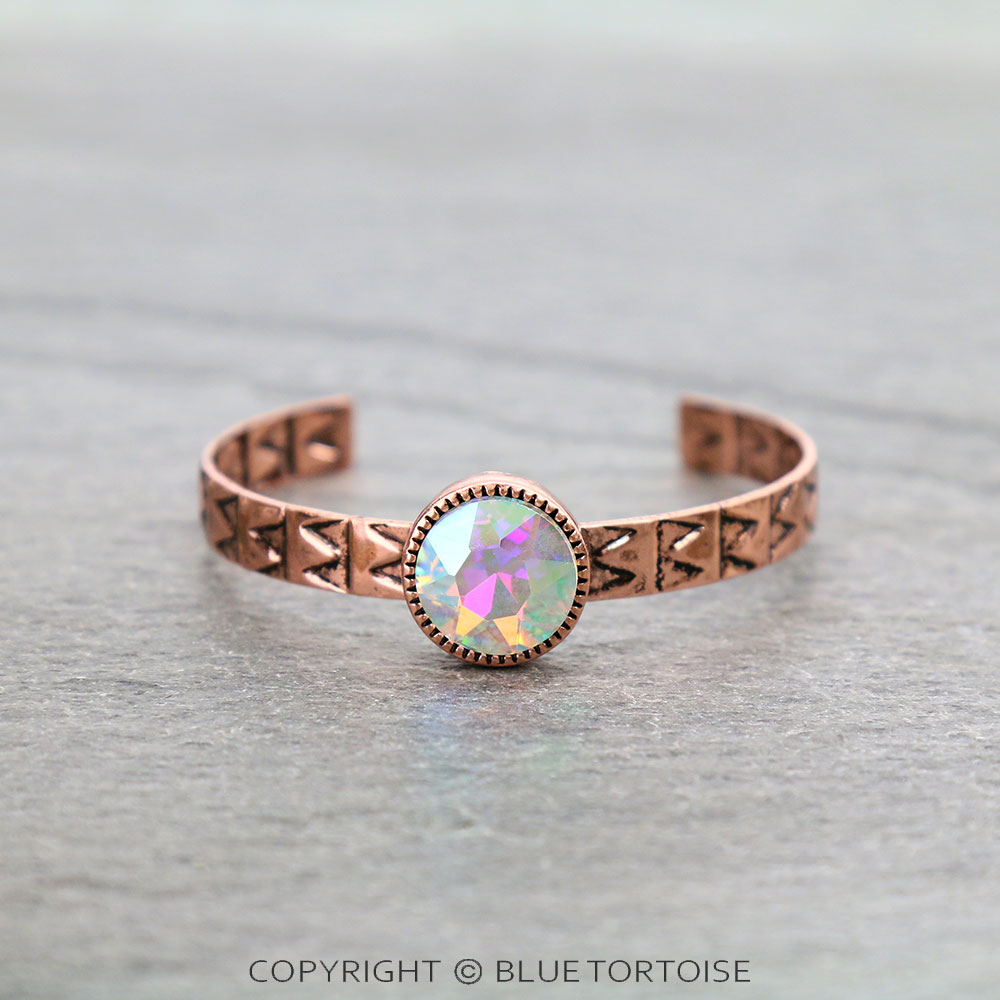 2" Round Glass Stone Cuff Bracelet