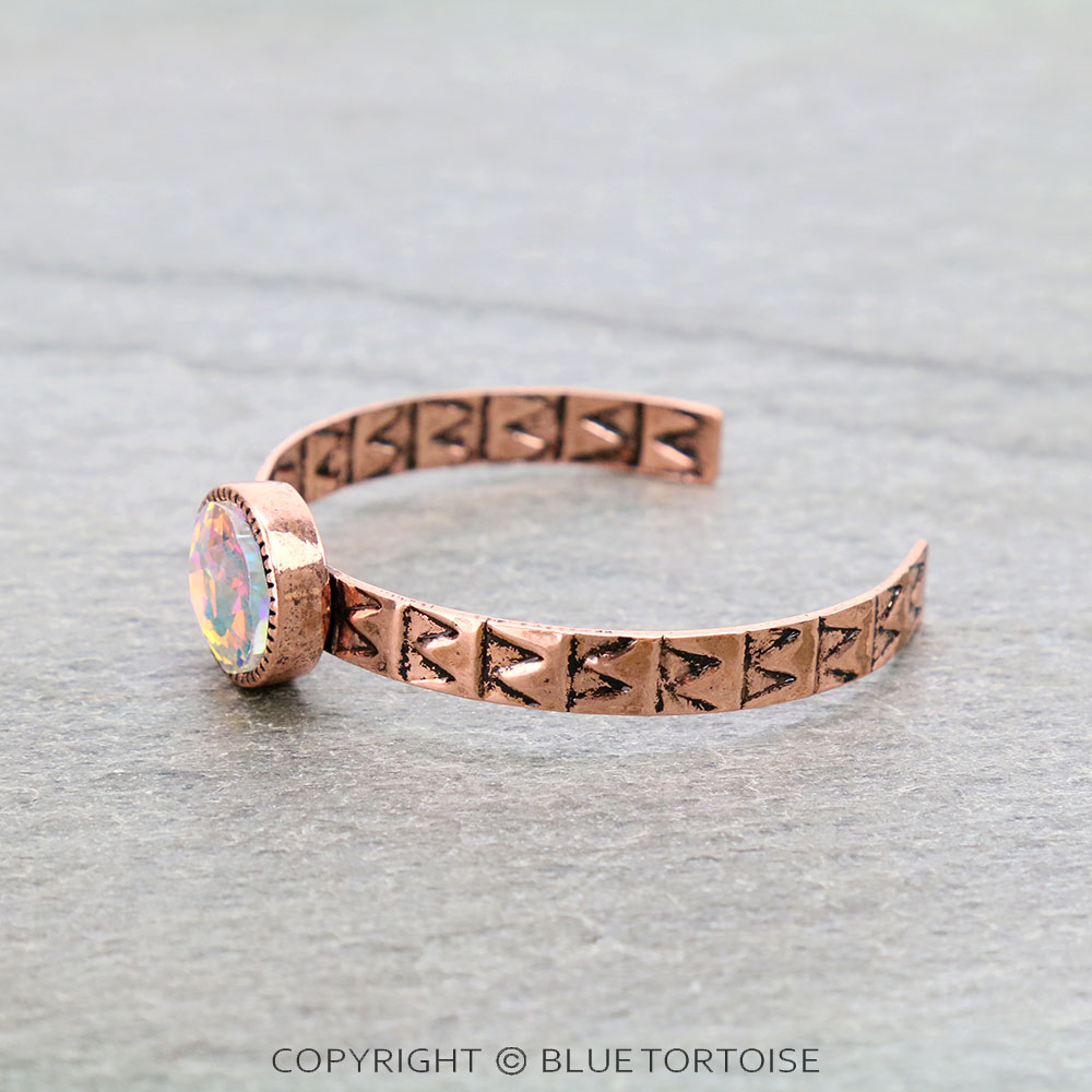 2" Round Glass Stone Cuff Bracelet - Image 2