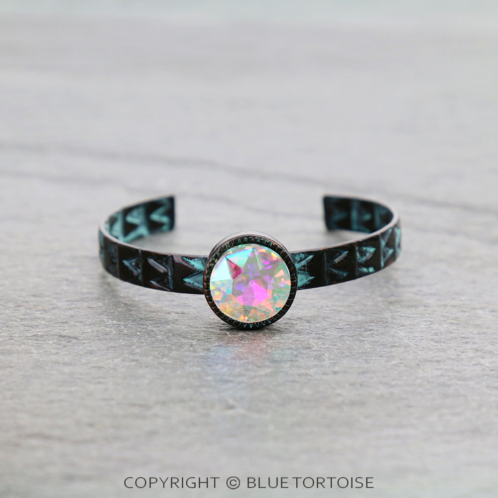 2" Round Glass Stone Cuff Bracelet