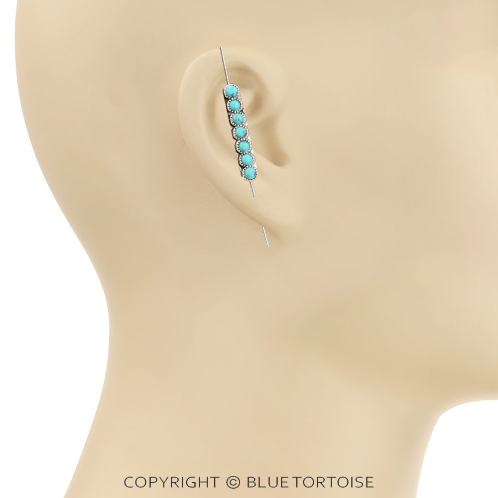3" Color Stone Ear Pin Earring - Image 2