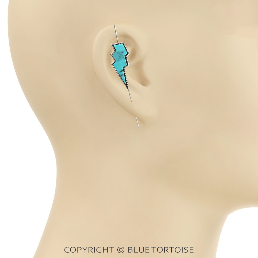 3" Thunder Stone Ear Pin Earring - Image 2