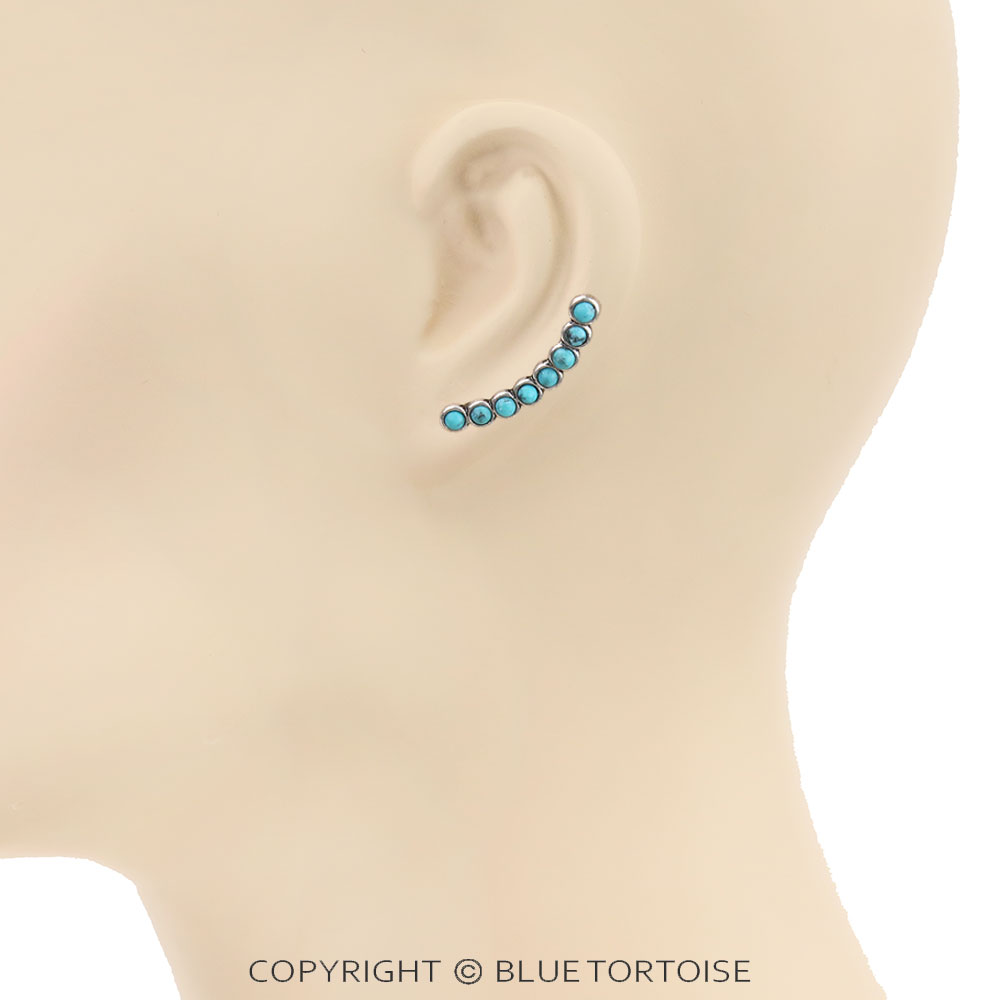 1.25" Color Stone Climber Earring - Image 2