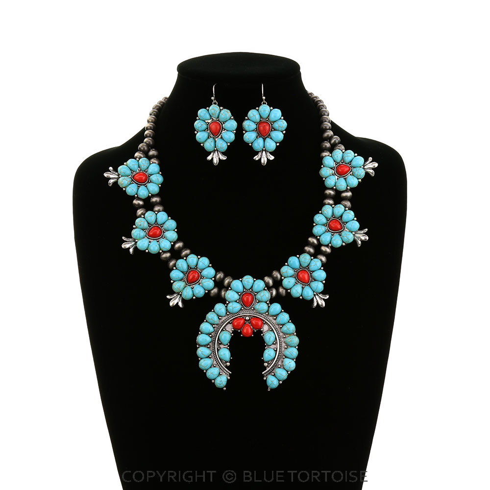 Western Squash Blossom Necklace Set - Image 2