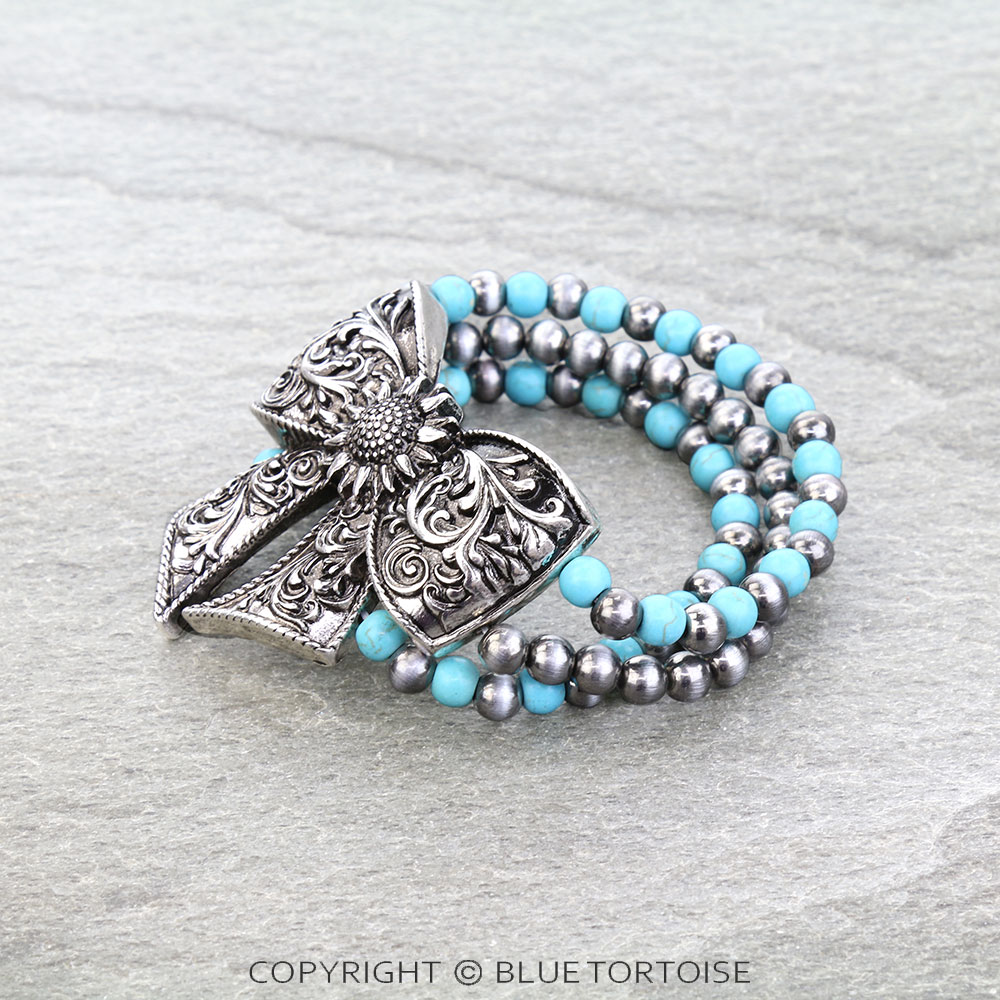 Western Filigree Bow Stretch Bracelet - Image 2