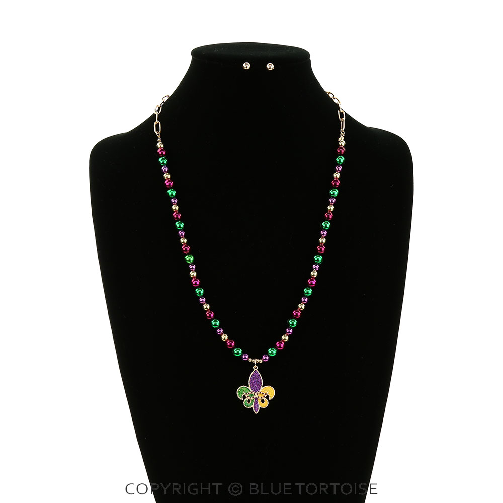 Mardi Gras/Fleur De Lis Necklace Set - Image 2