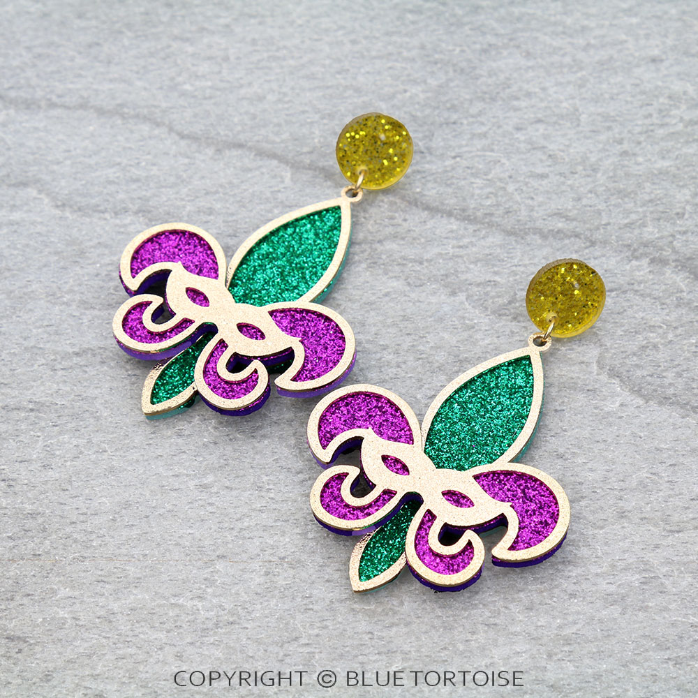 Mardi Gras/Fleur De Lis Stud Earrings