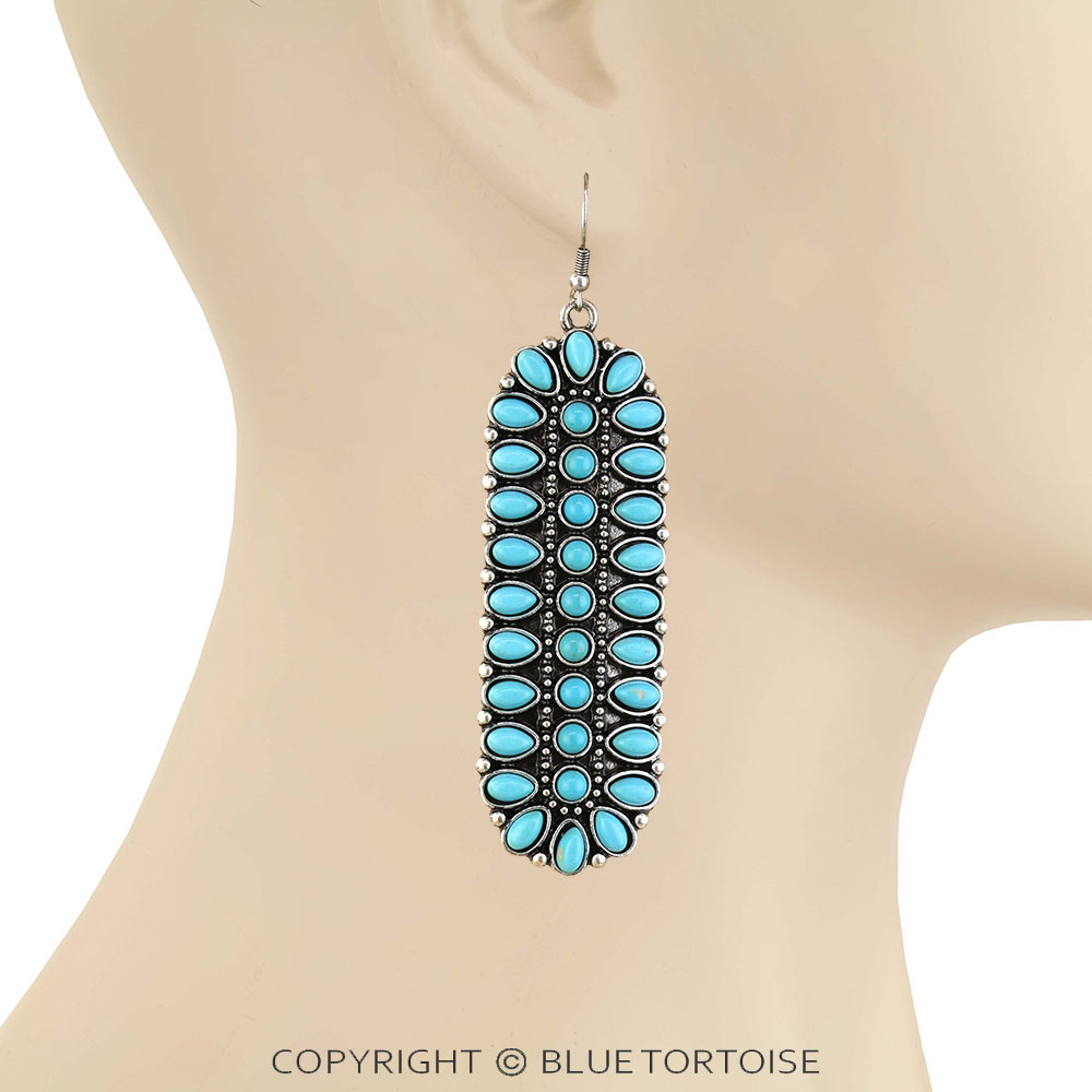 Western Bar Stone Dangle Earrings - Image 2
